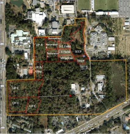 a map of the natural area with boundaries drawn around different areas